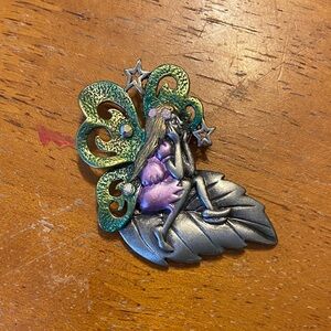 Fairy Brooch with Green and Purple Accents